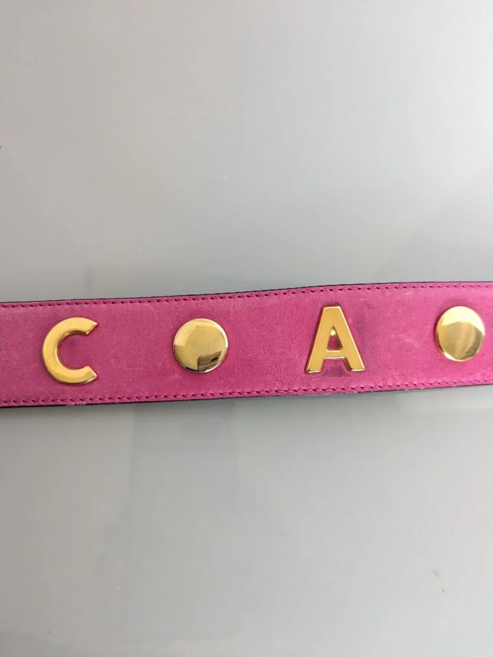 Escada Vintage Hot Pink Leather Belt Gold Tone Studded 